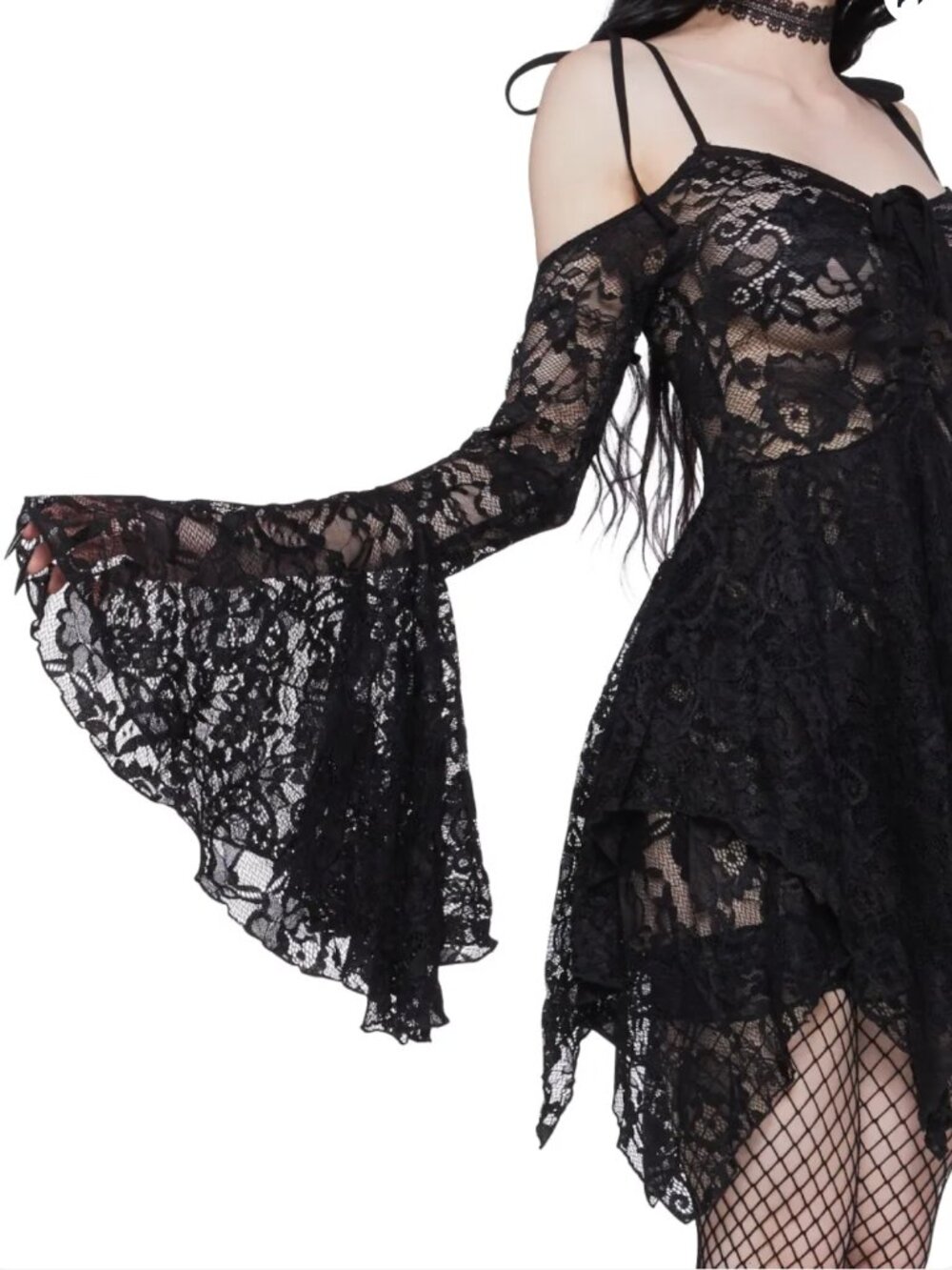 Dolls Kill F is For Fairies Handkerchief Dress - Black Lace